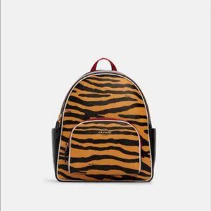 COACH Court Backpack With Tiger Print